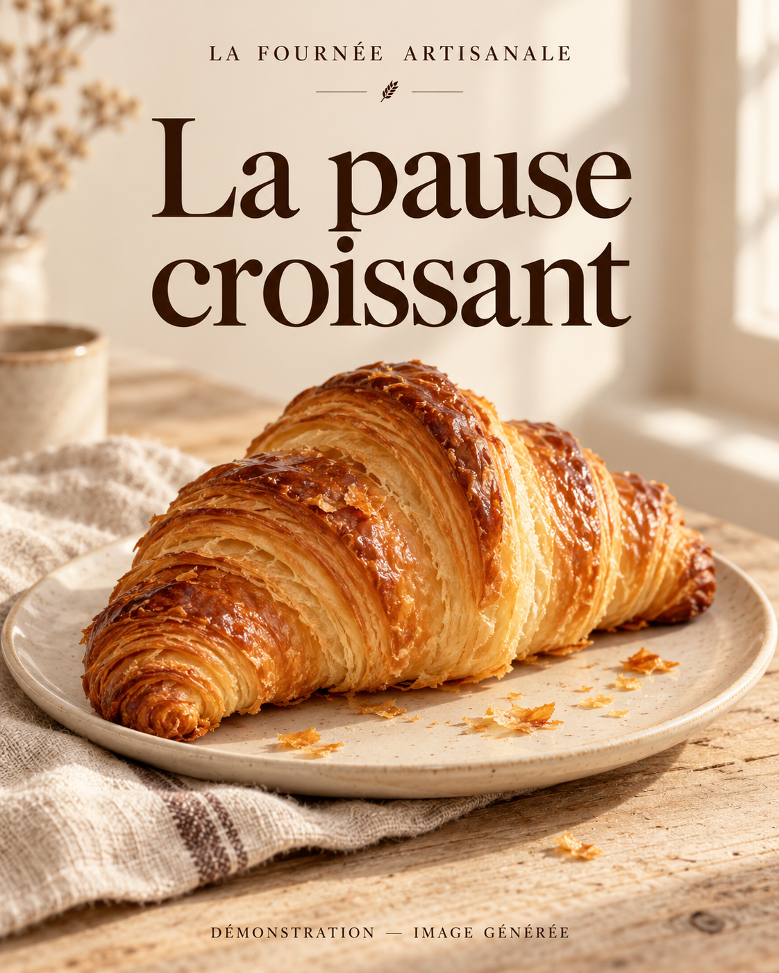 La pause croissant — démonstration, image générée par IA