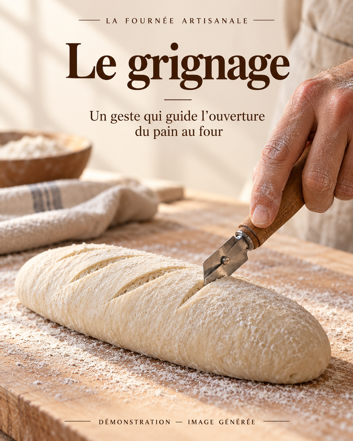 Le grignage du pain — démonstration, image générée par IA